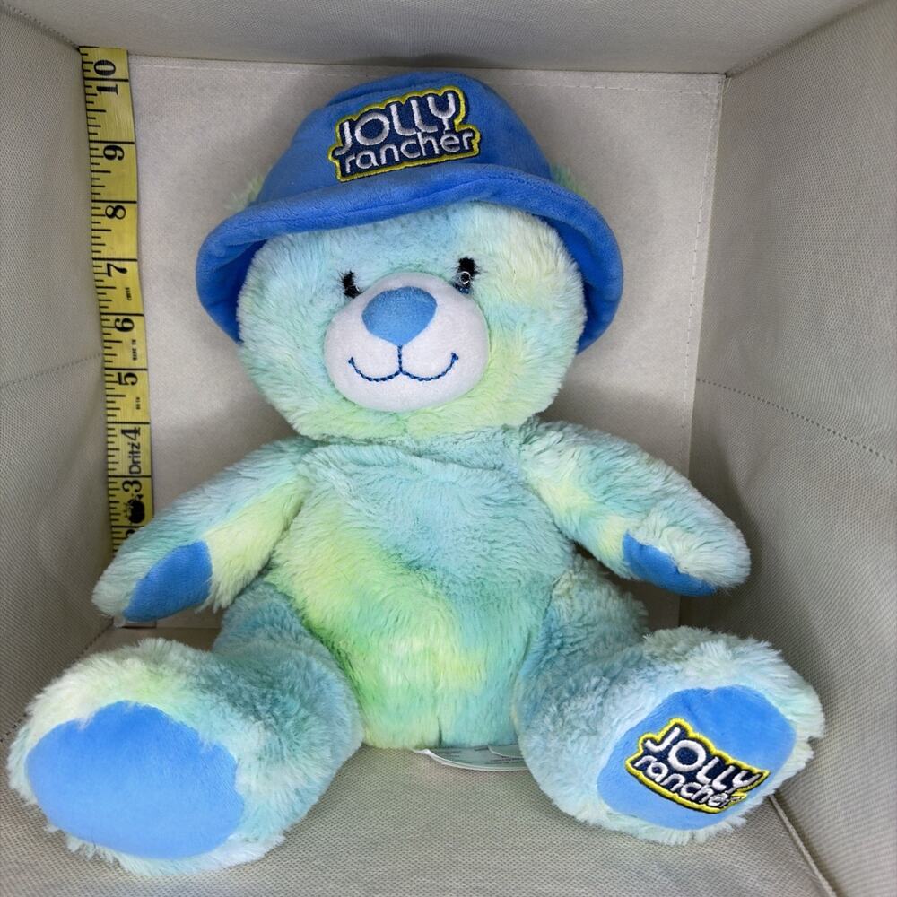 10" Jolly Rancher Plush Teddy Bear Stuffed Animal Blue Green Tie-Dye Hershey (E)